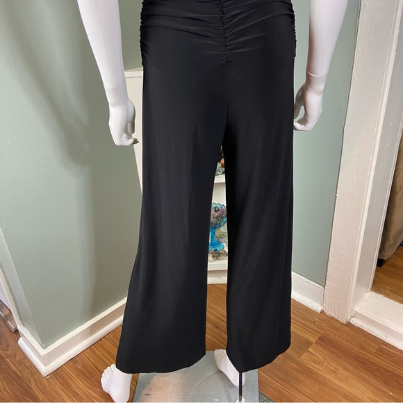 Norma Kamali KamaliKulture Black Sleeveless Shirred Ruched Wide Leg Jumpsuit S - Picture 12 of 14